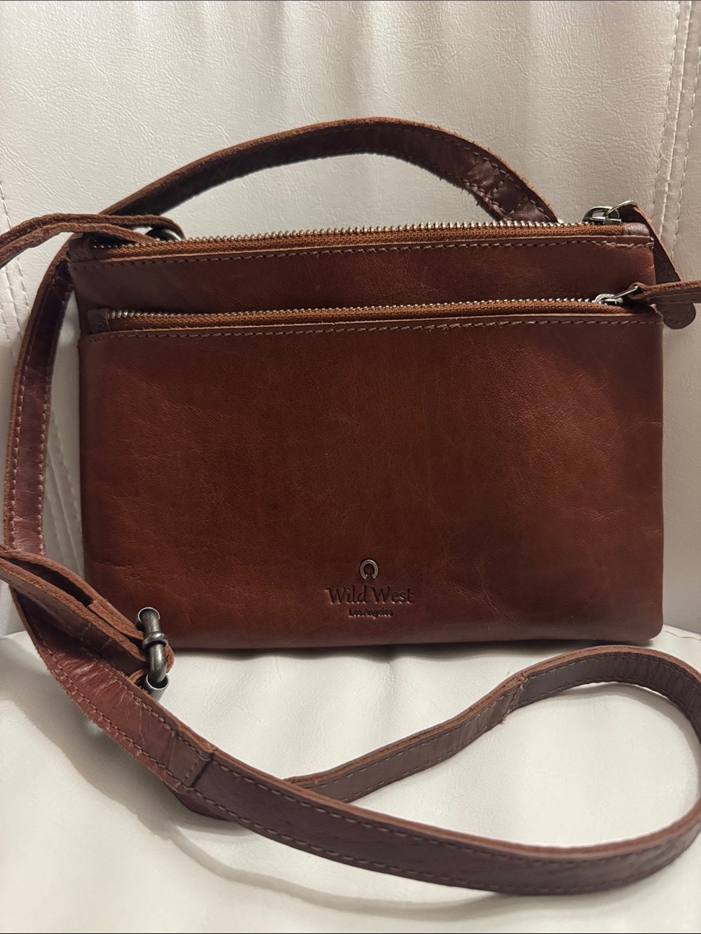 Wild West Brown Leather Crossbody Organizer